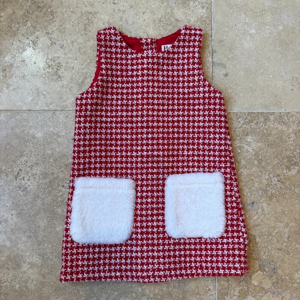 Hatley Girls Dress Size 2T Red Houndstooth - CottageCore Classic Preppy Holiday